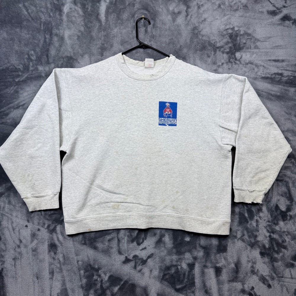 Fruit of the Loom Sweatshirt Mens XL Gray Sherwin Williams Vintage Distressed
